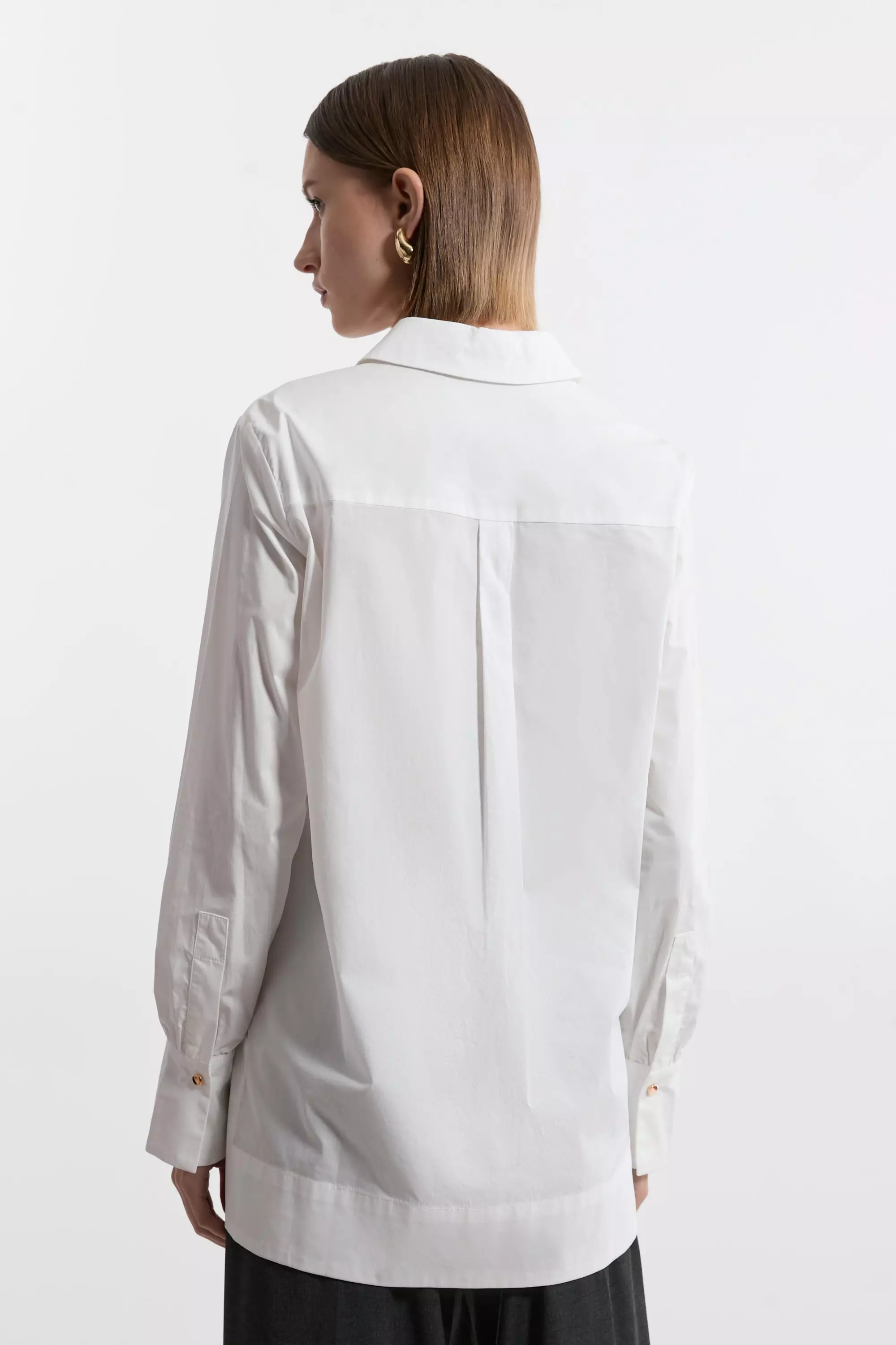 Cotton Button Sleeve Detail Striped Woven Shirt | Karen Millen