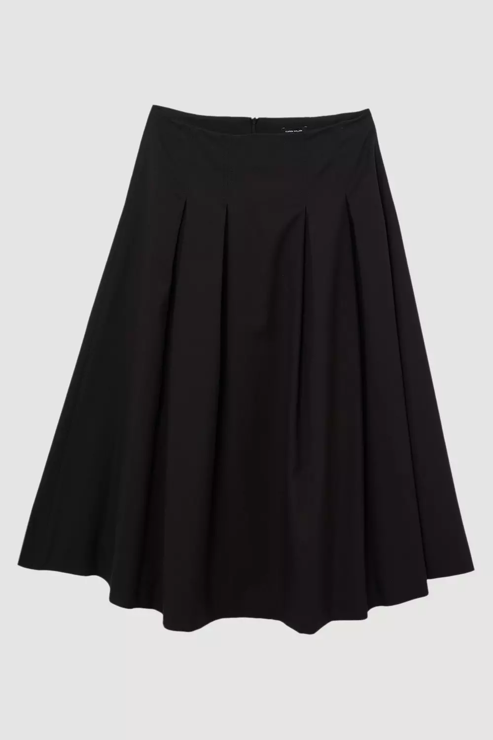 Black Tailored Twill Full Midi Skirt  alternative image