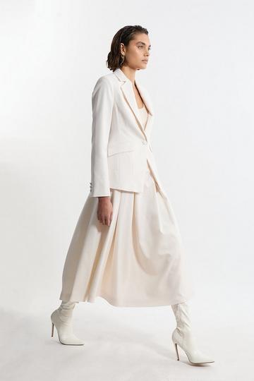 Tailored Twill Full Midi Skirt cream