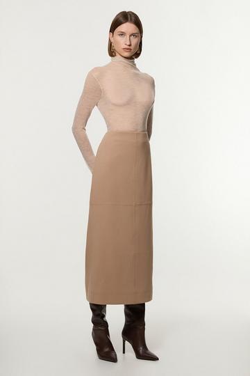 Compact Stretch Essential Tailored Maxi Skirt camel