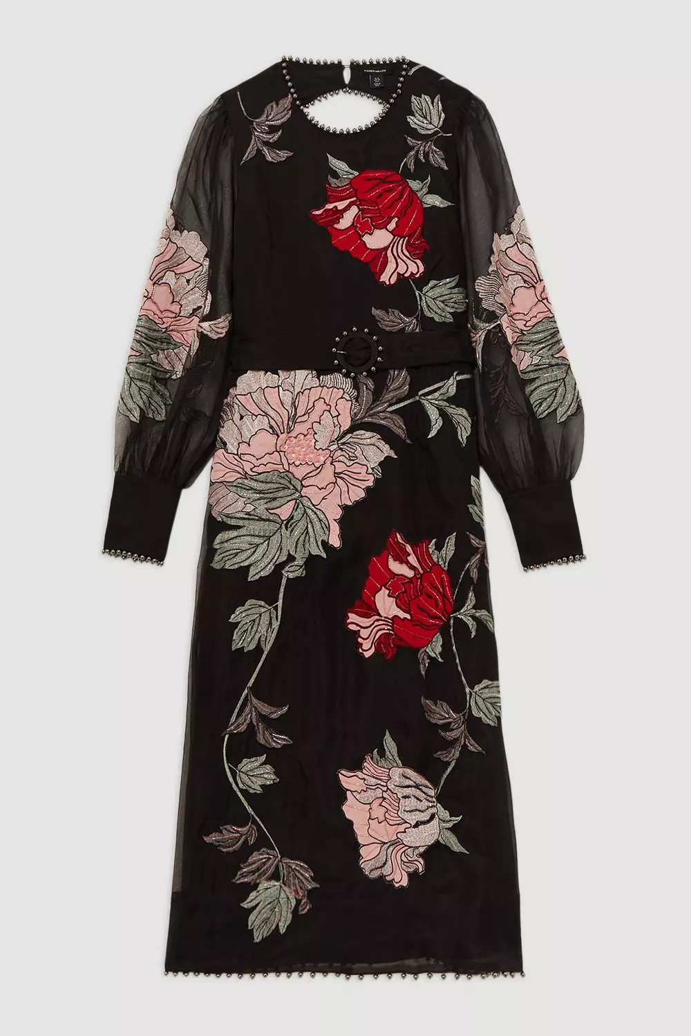 Floral Applique And Embroidered Organdie Woven Maxi Bandeau Dress With Beading alternative image