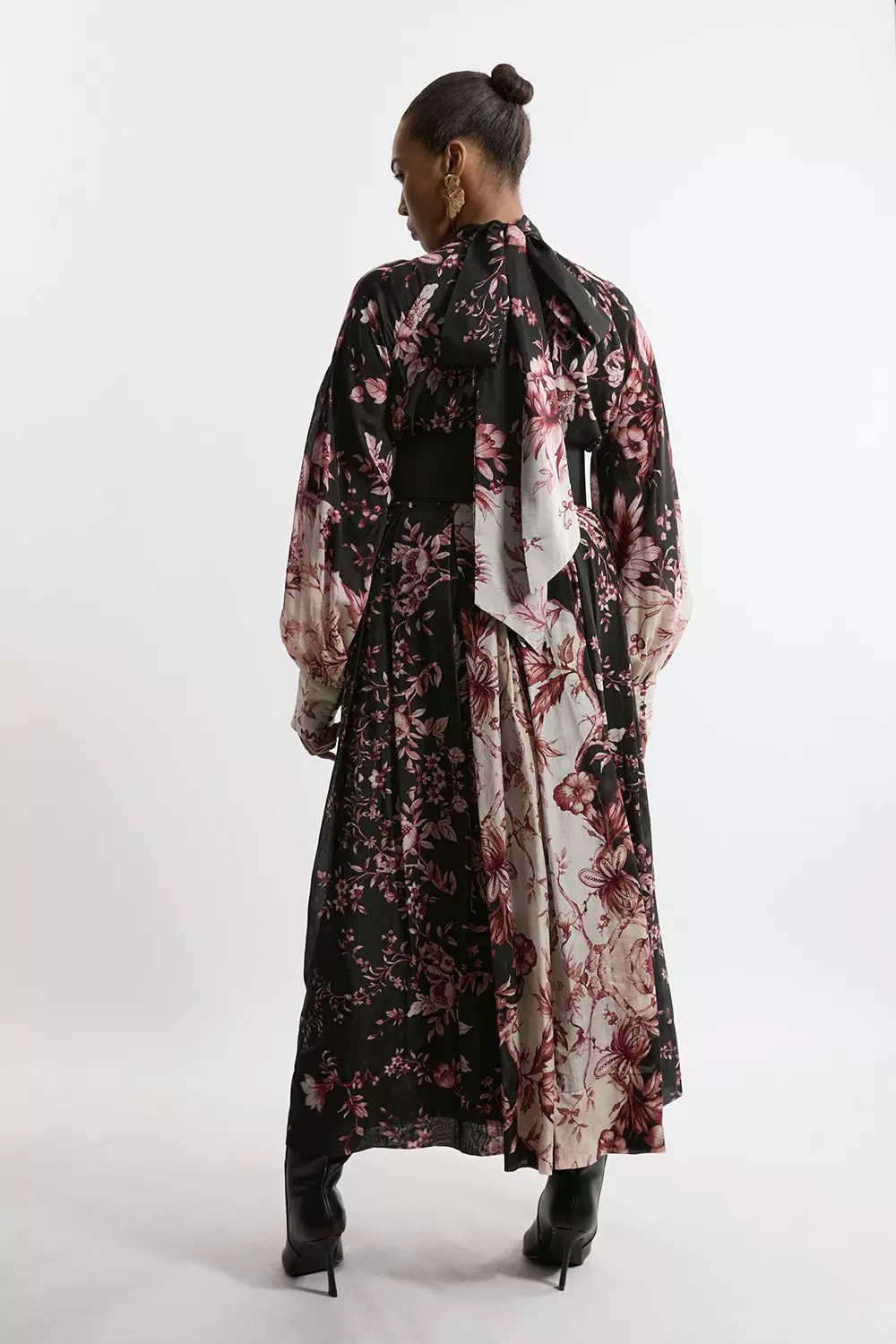 Plus Size Silk Cotton Border Print Floral Woven Maxi Dress  alternative image