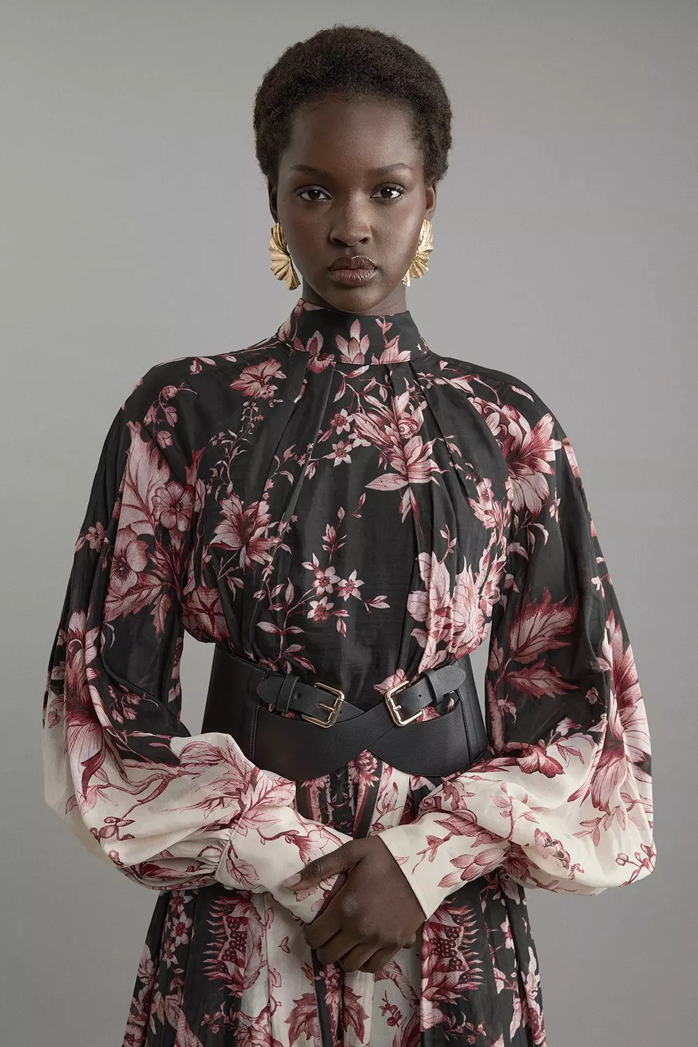 Silk Cotton Border Print Floral Woven Maxi Dress | Karen Millen