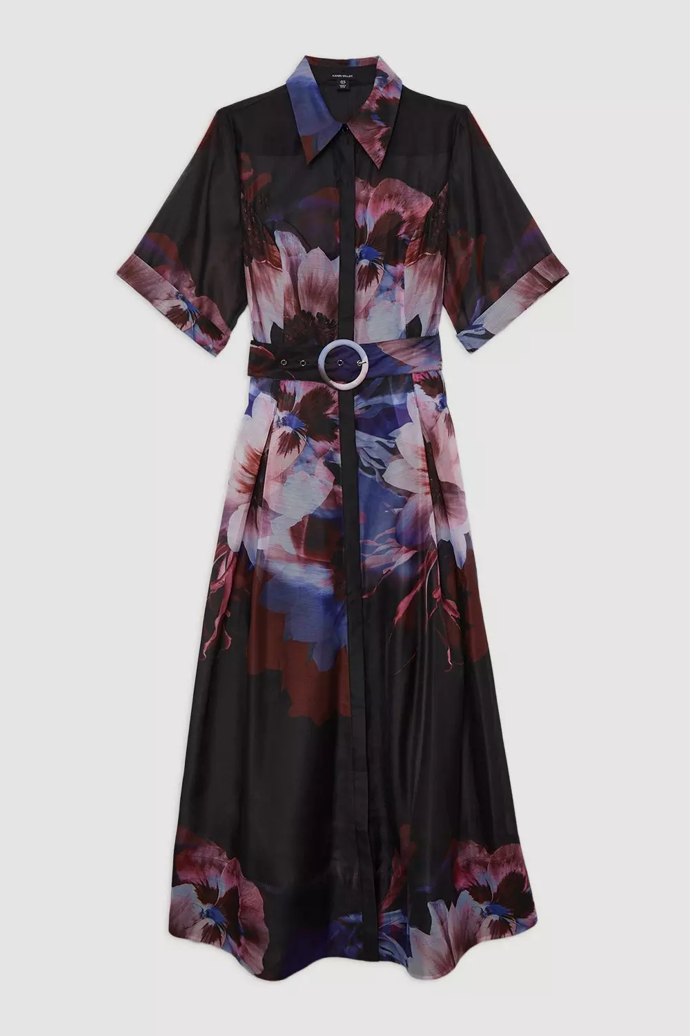Organdie Printed Shirt Midaxi Dress | Karen Millen