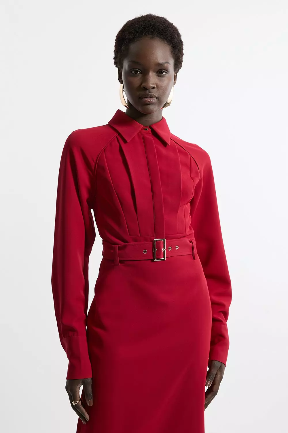 ★KAREN MILLEN★ Compact Stretch Forever Belted Pencil Midi Dress | Karen Millen