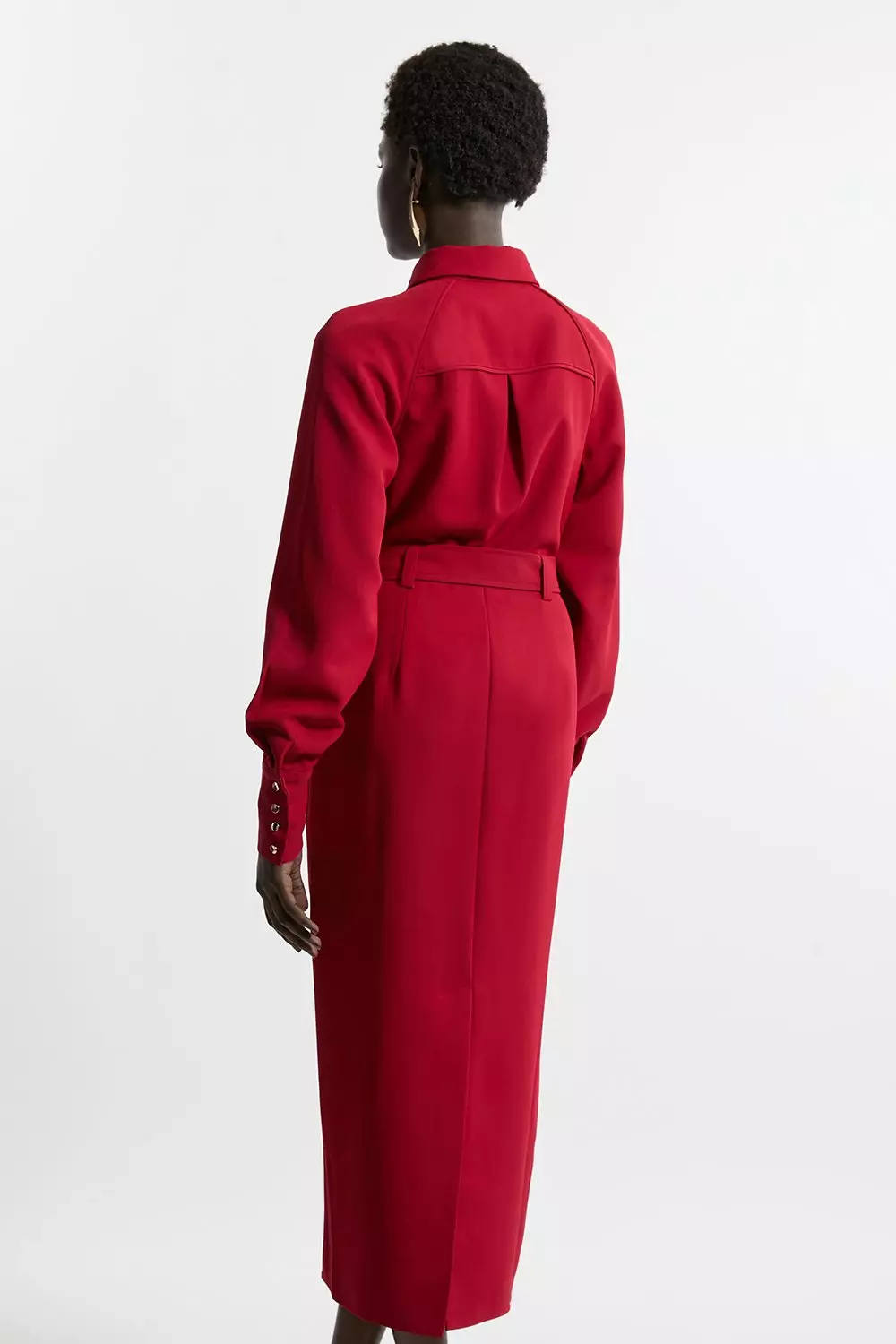 KAREN MILLEN 日本未入荷 大理石 プリント タイ ハイネック 赤 Silk Cotton Trailing Floral Strappy Midi Dress | Karen Millen