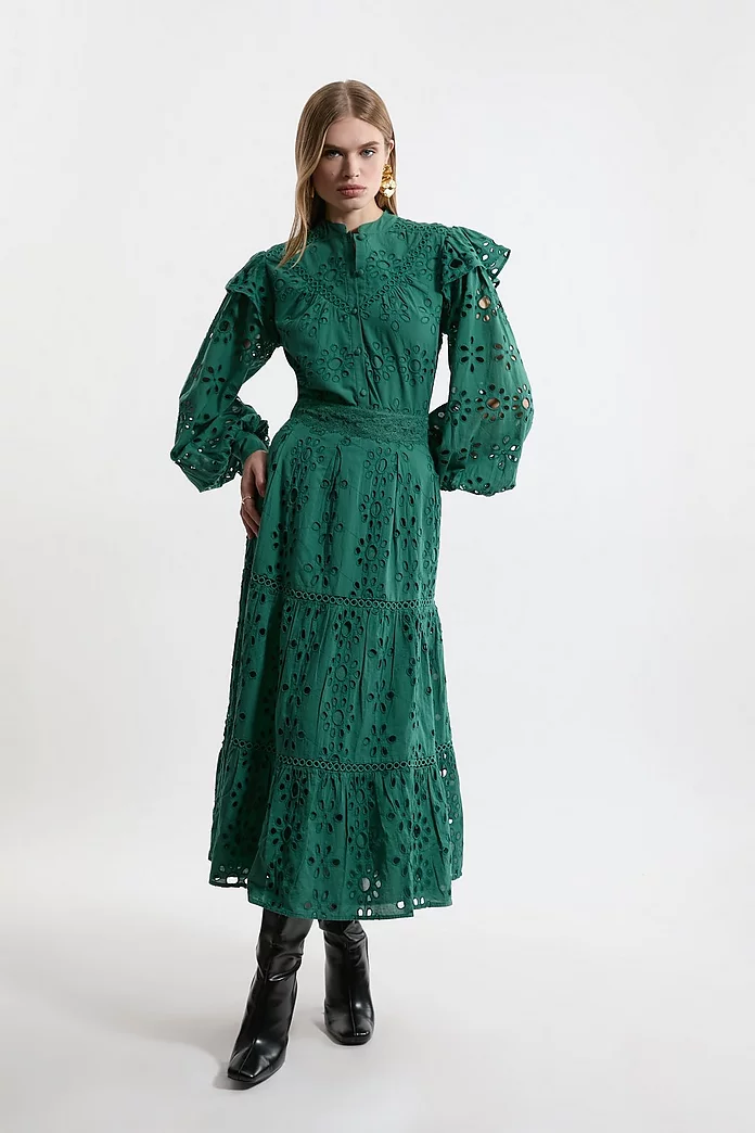 Broderie Woven Blouse With Guipure Trim | Karen Millen Broderie Woven Blouse With Guipure Trim | Karen Millen