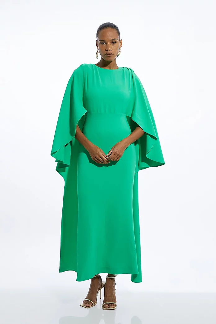 Petite Compact Stretch Viscose Cape Detail Maxi Dress Petite Compact Stretch Viscose Cape Detail Maxi Dress