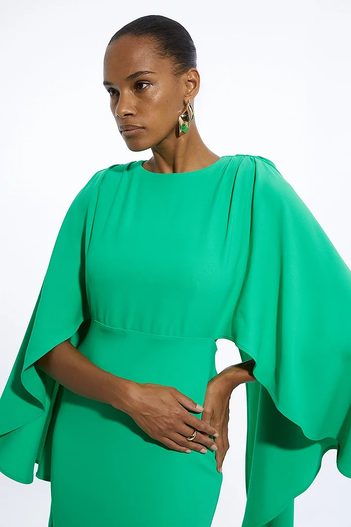 Petite Compact Stretch Viscose Cape Detail Maxi Dress Petite Compact Stretch Viscose Cape Detail Maxi Dress