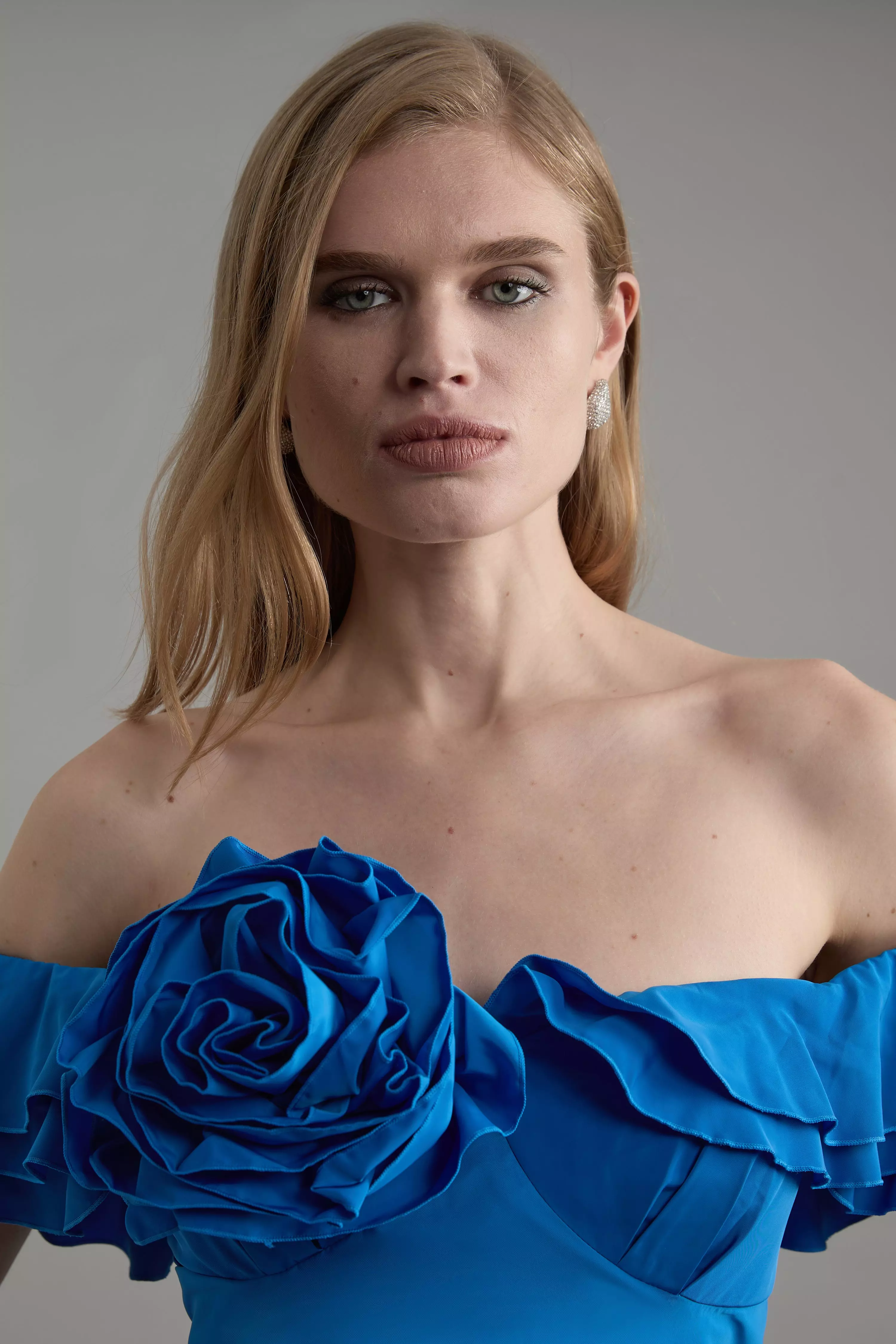 Petite Size Off The Shoulder Taffeta Woven Maxi Dress