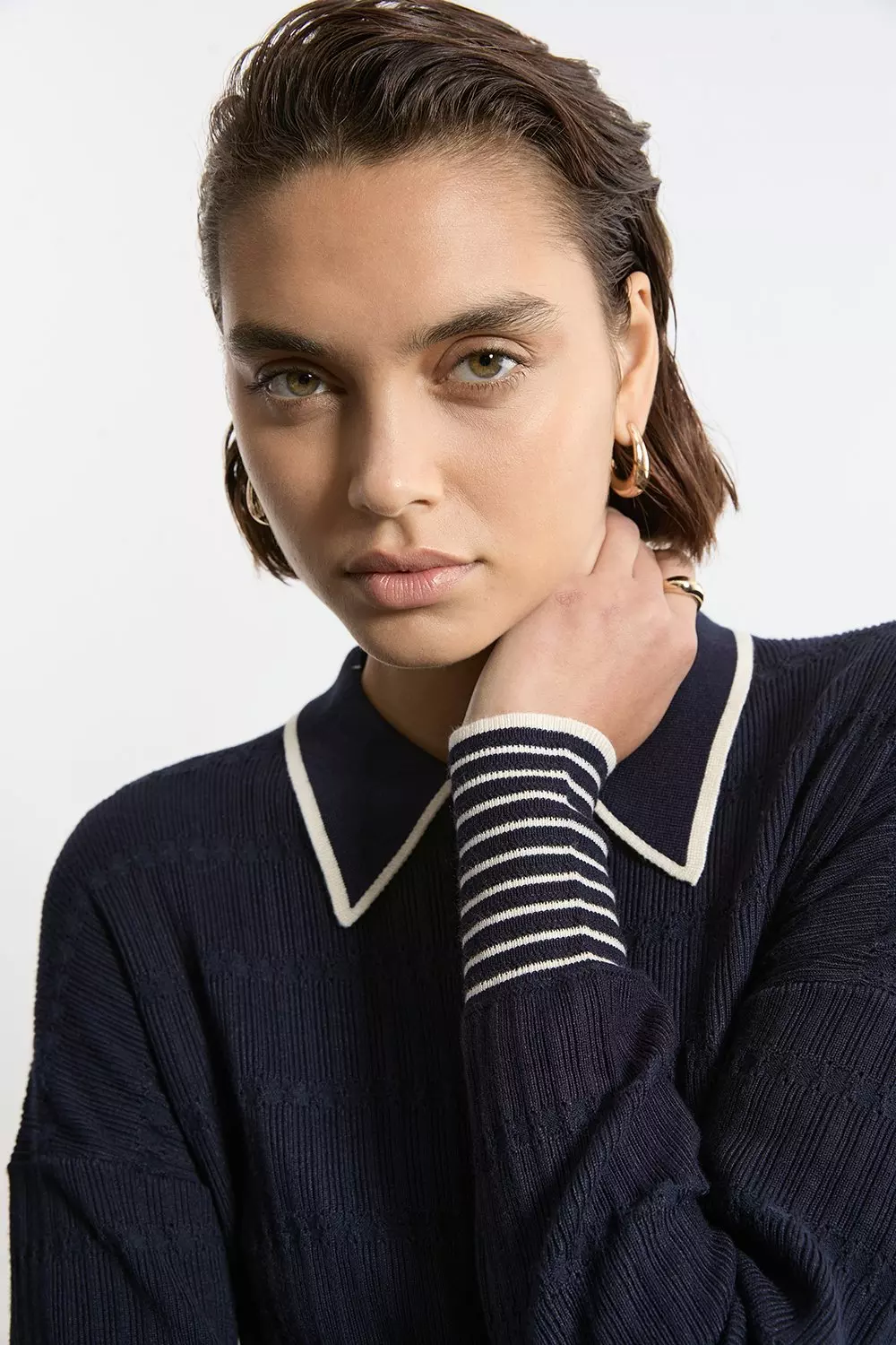 Viscose Blend Knit Preppy Stitch Detail Cardigan | Karen Millen