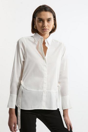 White Tailored Buckle Side Shirt