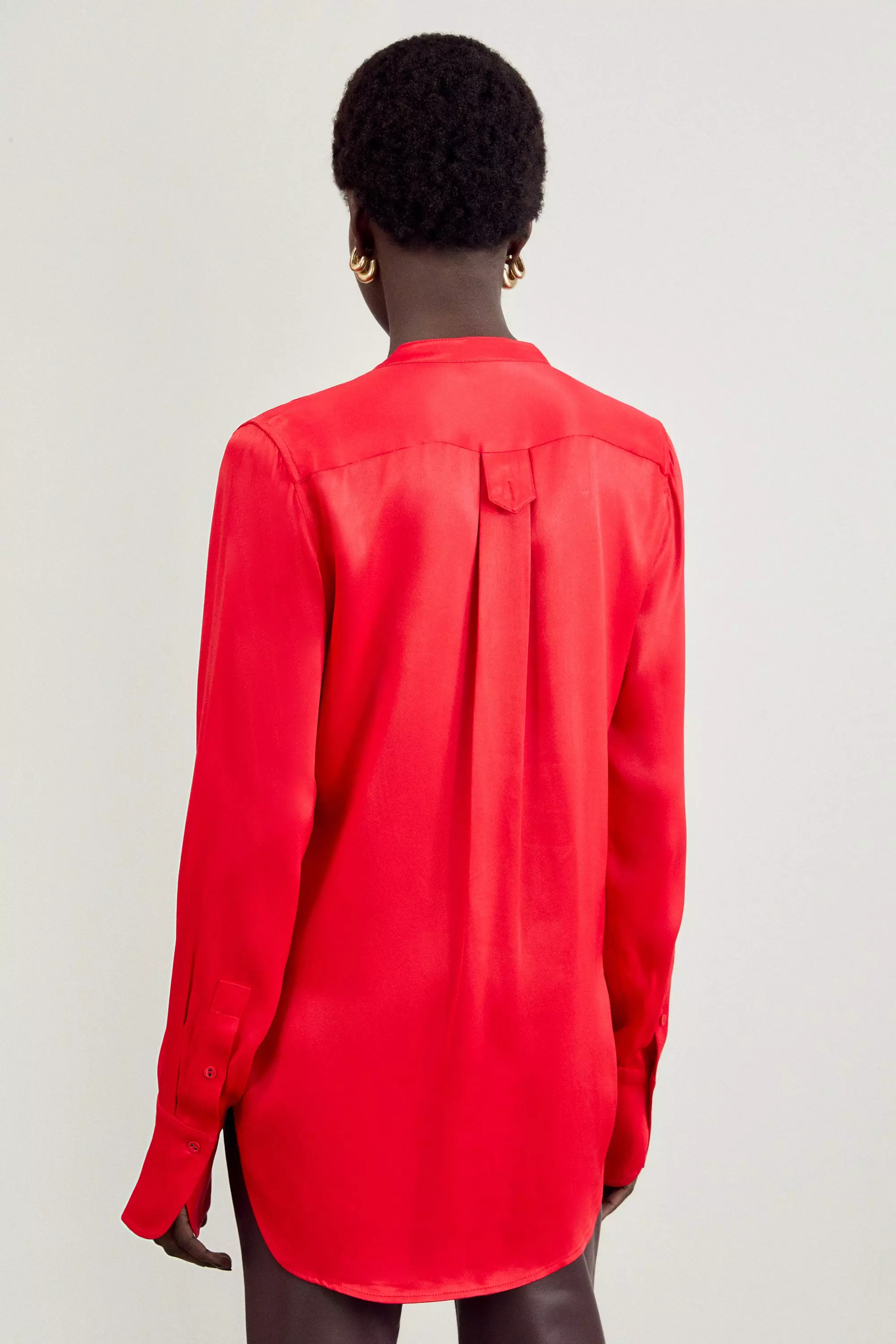 The Founder Satin Pintuck Woven Blouse | Karen Millen