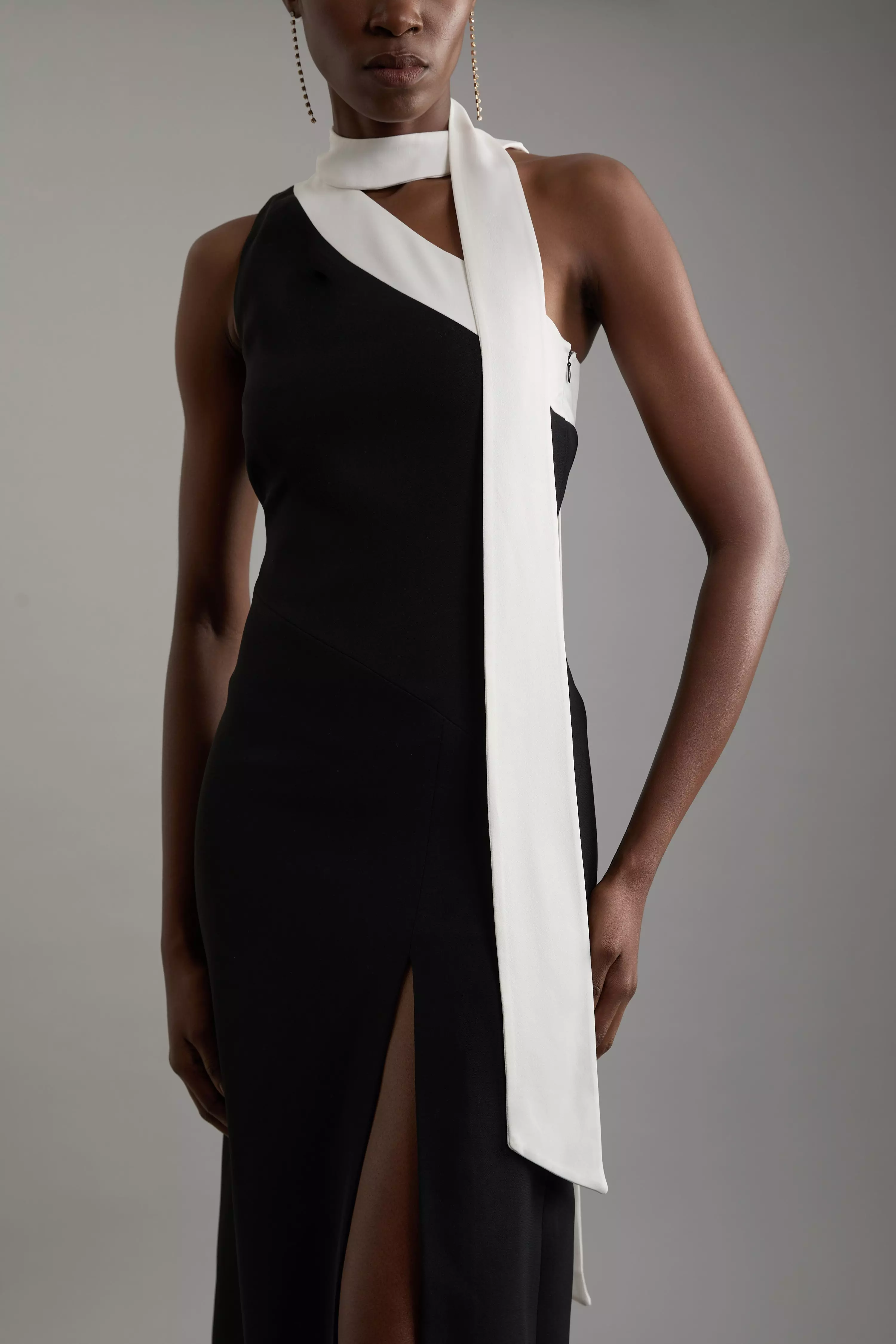 Petite Soft Tailored Asymmetric Maxi Dress | Karen Millen