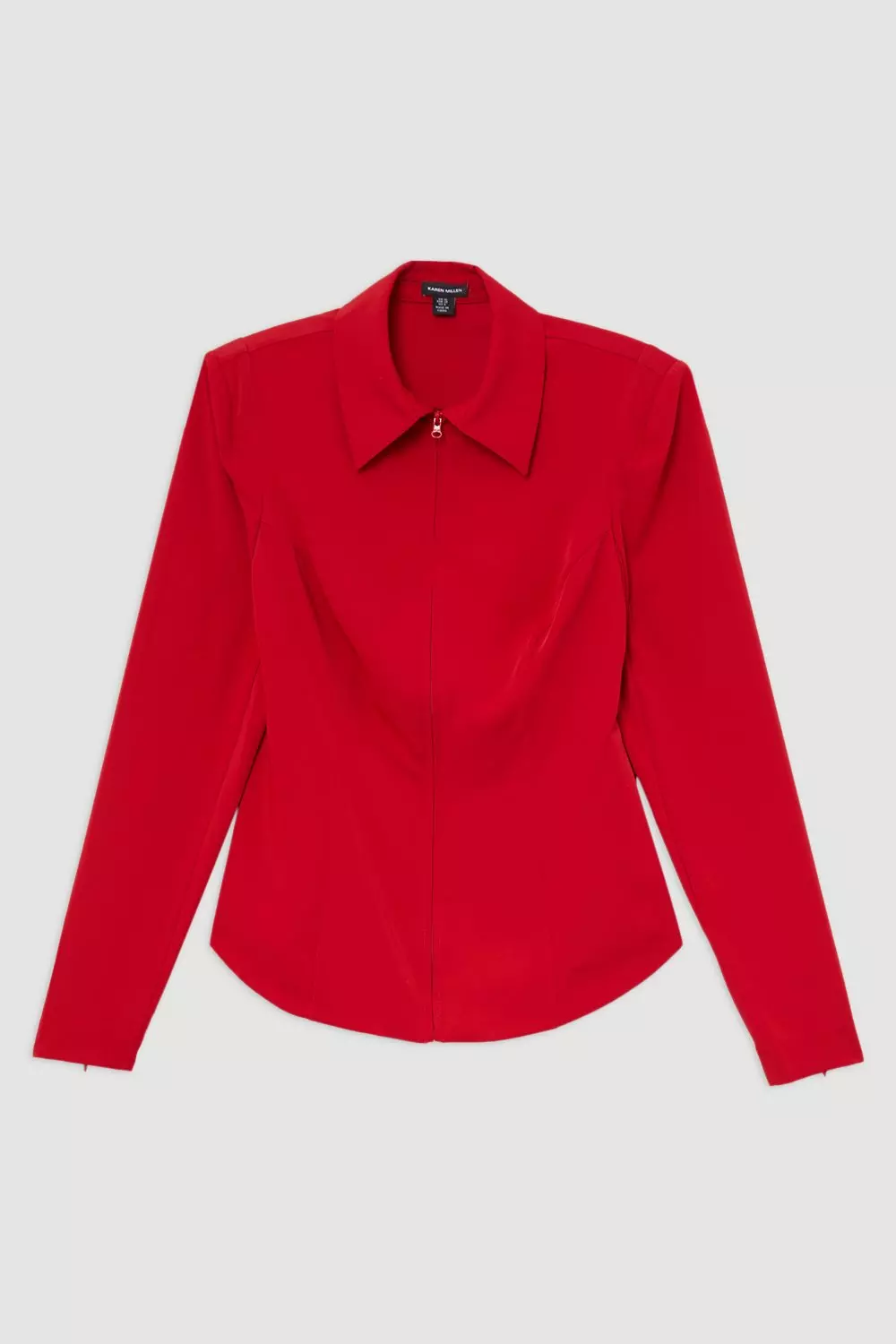 Compact Stretch Woven Shirt With Zip Detail | Karen Millen