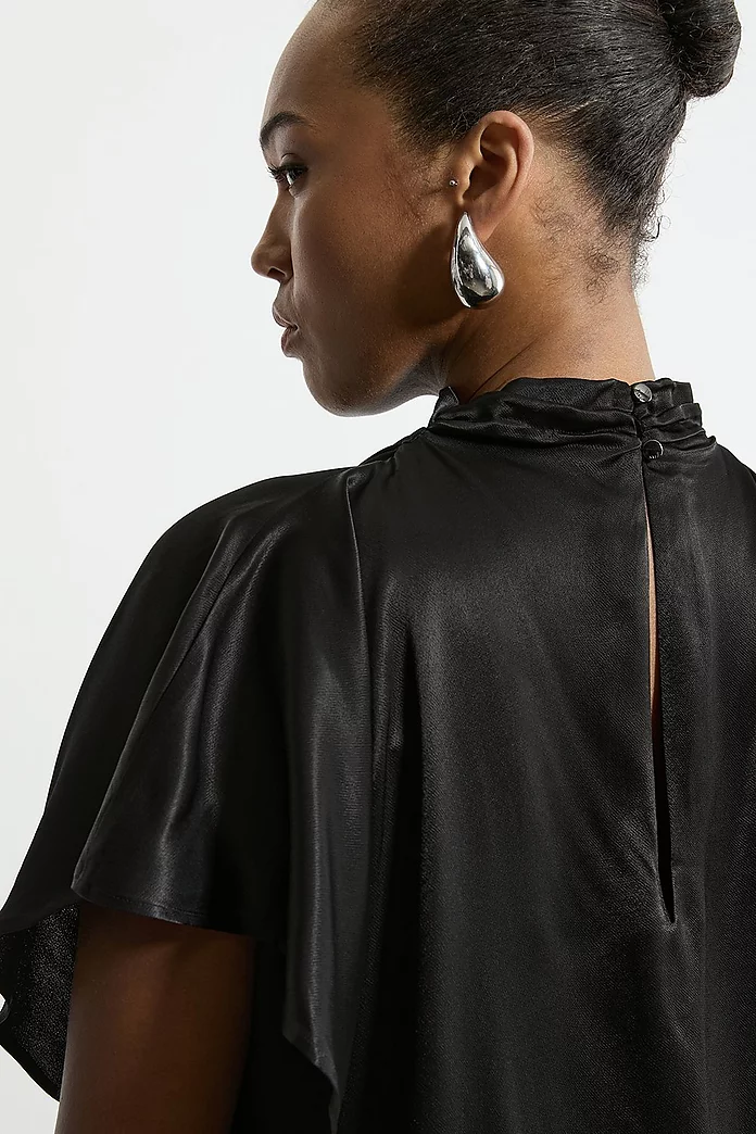 Plus Size Viscose Satin High Neck Woven Blouse | Karen Millen Plus Size Viscose Satin High Neck Woven Blouse | Karen Millen