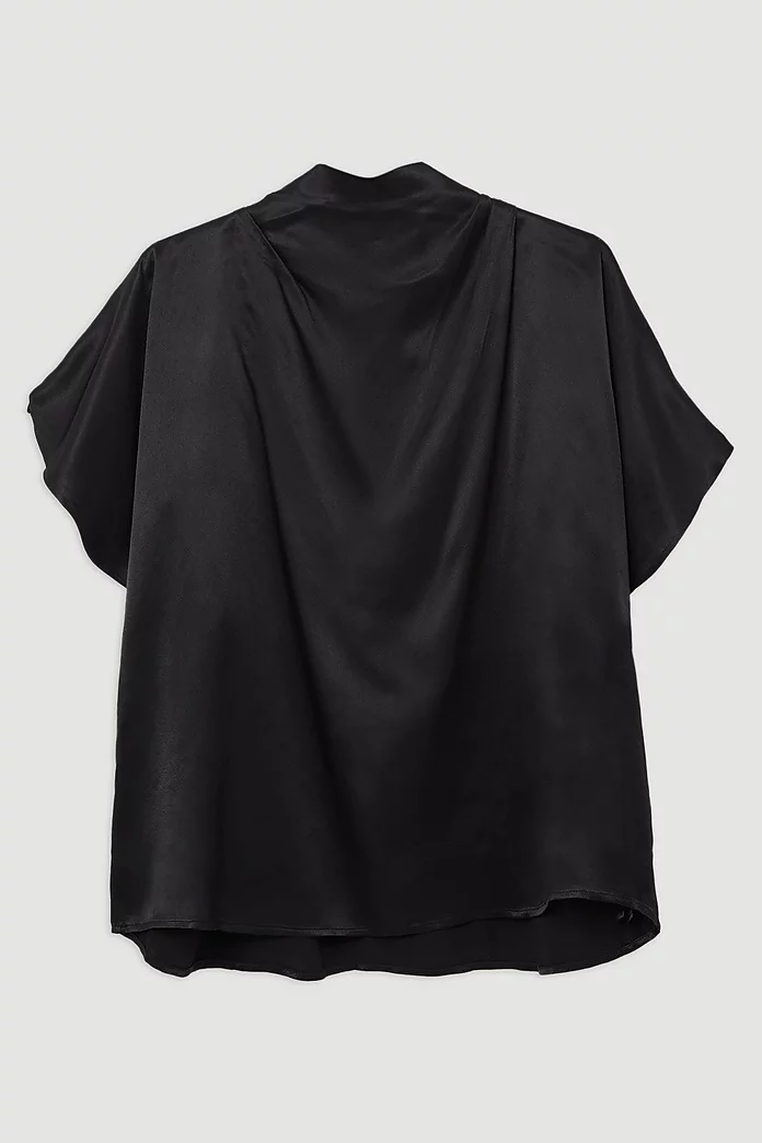 Plus Size Viscose Satin High Neck Woven Blouse | Karen Millen Plus Size Viscose Satin High Neck Woven Blouse | Karen Millen