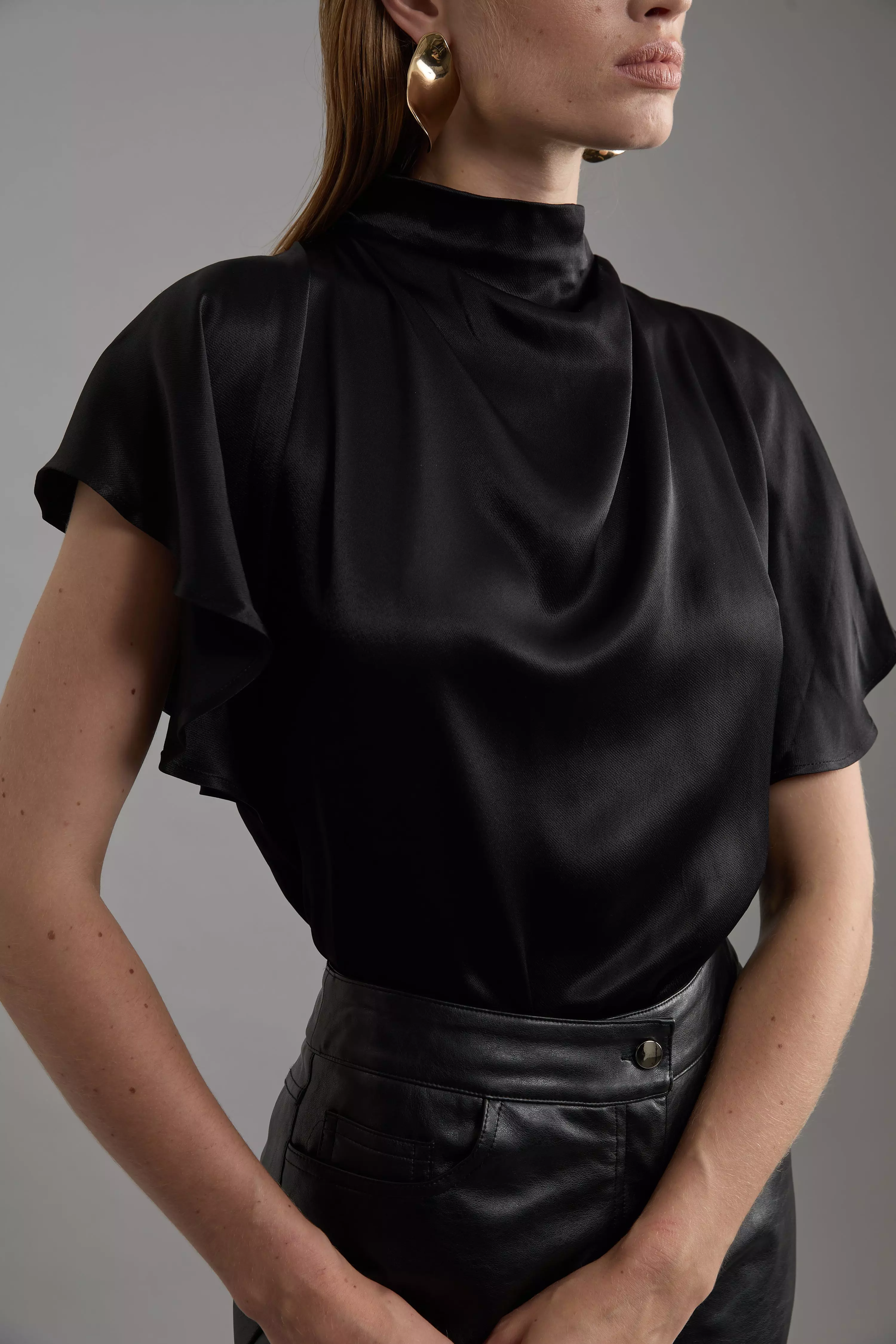 TAAKK / SILK BLOUSE (BLACK) サイズ2 Amazon.com: Generic Women Silk Satin Casual Sleeveless Mock