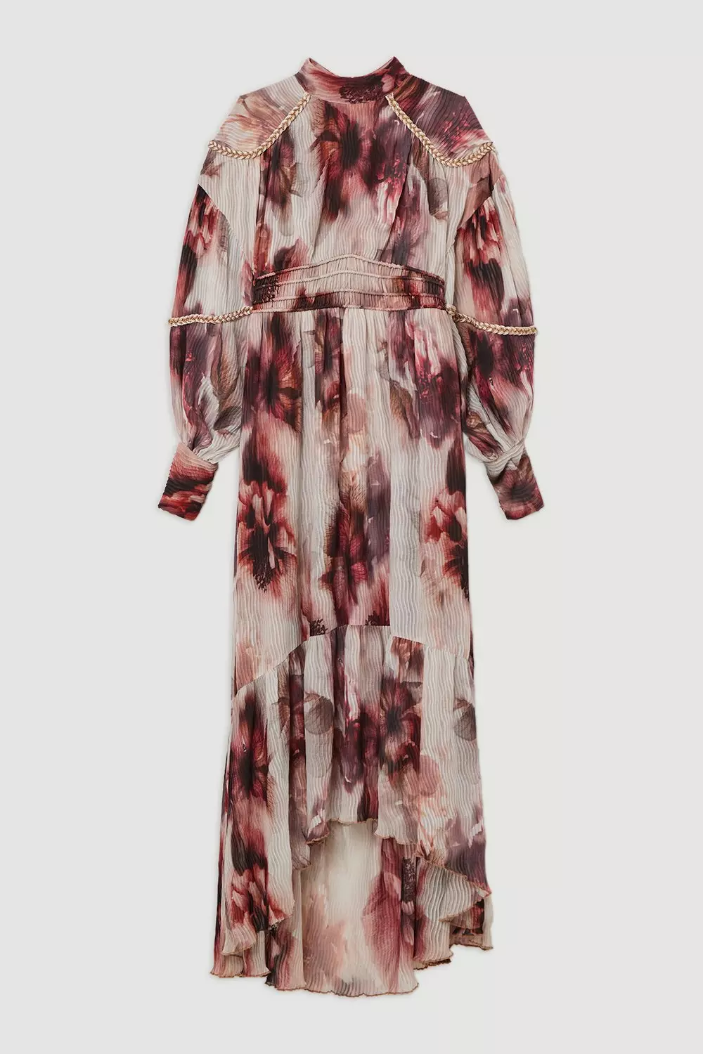 Multi Petite Crinkle Floral Woven Maxi Dress With Laced Back And Embellishment   alternative image