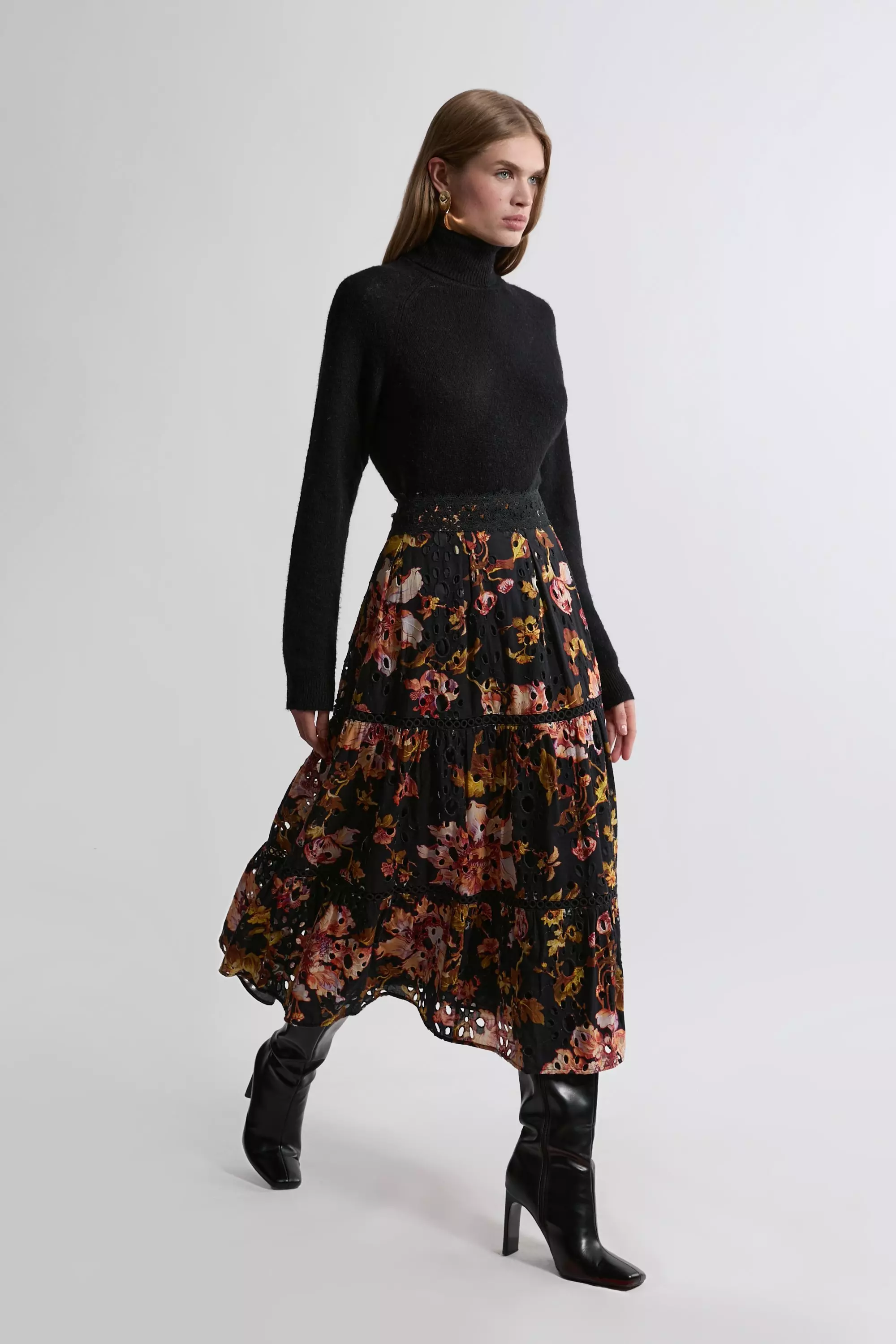 さらに100円引き◆LMC◆WM LACE PLEATS MIDI SKIRT Crush Flared Midi Skirt Pink Lace Print Online | Zimmermann