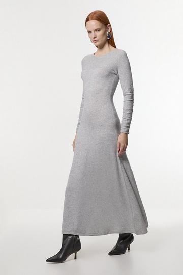 Grey Wool Cashmere Knit Ballet Maxi Dress