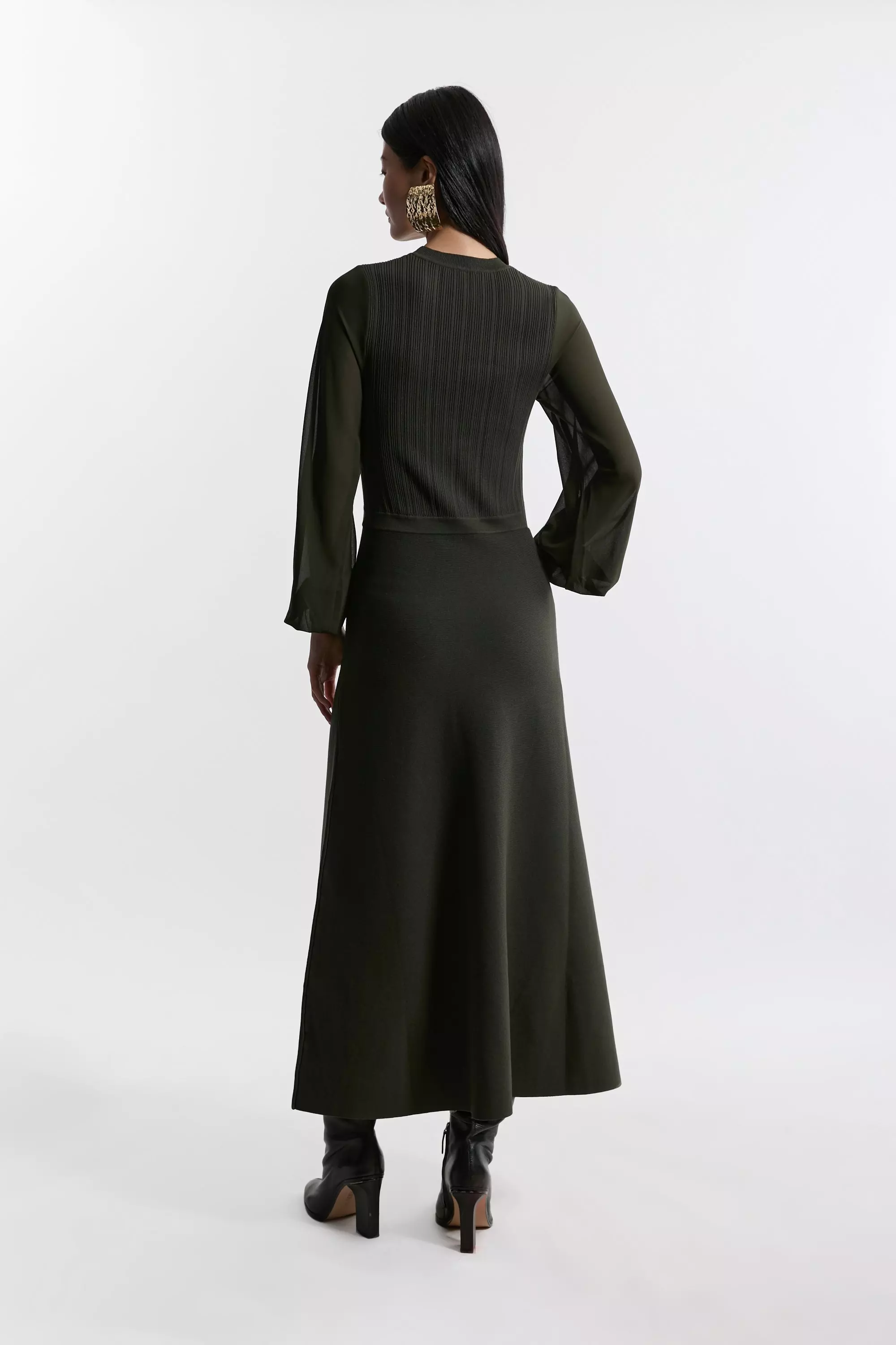 KAREN MILLEN ミダキシドレス ニット 長袖 アシンメトリー 無地 KAREN MILLEN ミダキシドレス ニット 長袖 アシンメトリー 無地