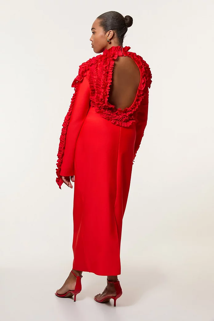 Plus Size Figure Form Bandage Knit Rosette Detail Midi Dress Plus Size Figure Form Bandage Knit Rosette Detail Midi Dress