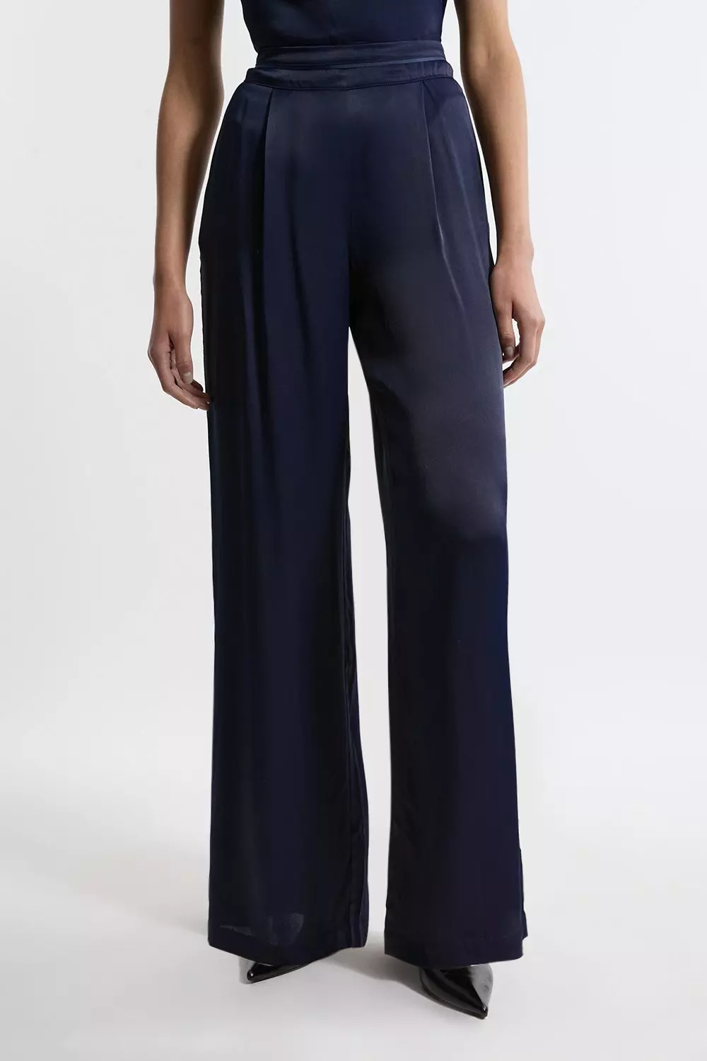 Viscose Satin Wide Leg Pants | Karen Millen