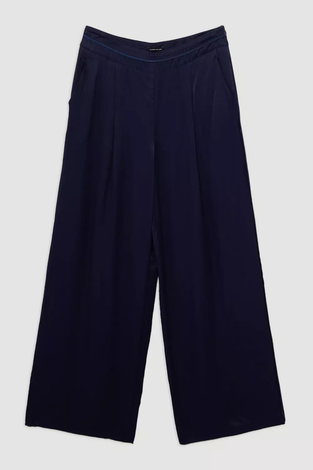 Viscose Satin Wide Leg Pants | Karen Millen