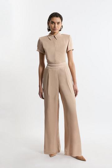 Viscose Satin Wide Leg Trouser champagne