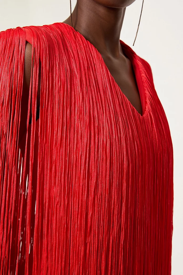 Petite Figure Form Bandage Knit V Neck Fringe Mini Dress Petite Figure Form Bandage Knit V Neck Fringe Mini Dress