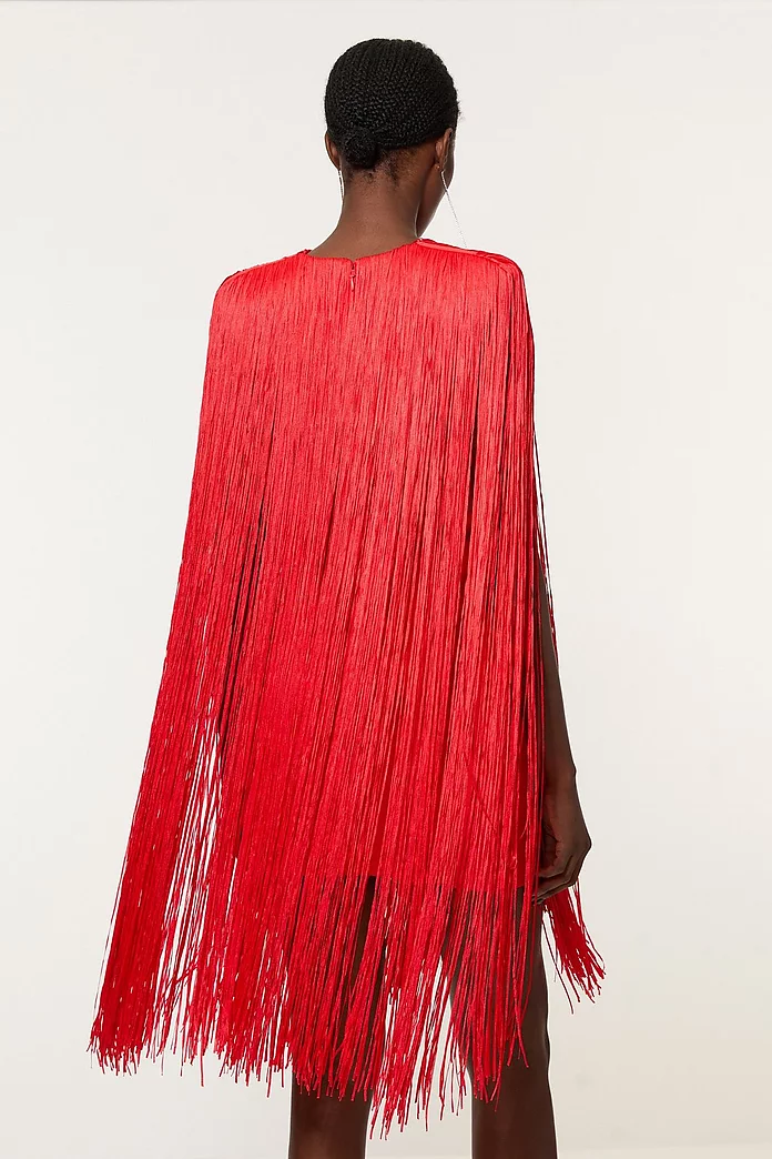 Petite Figure Form Bandage Knit V Neck Fringe Mini Dress Petite Figure Form Bandage Knit V Neck Fringe Mini Dress