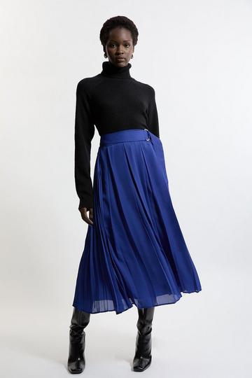 Blue Tall Georgette Woven Pleated Midaxi Skirt