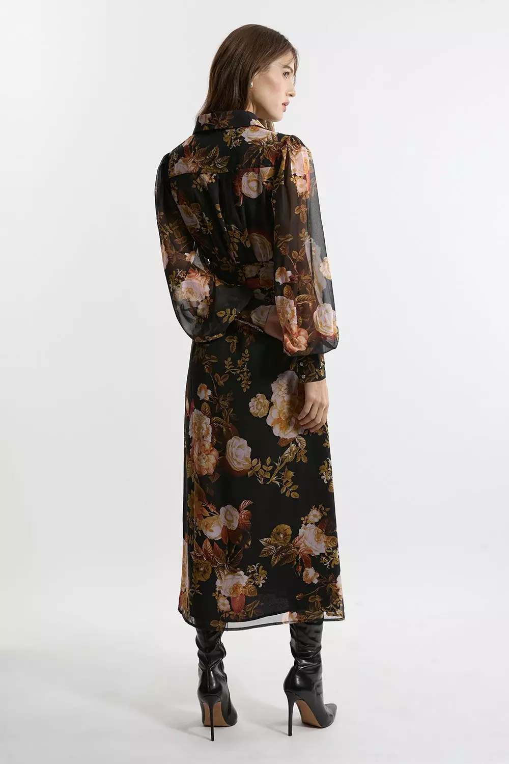 Floral Georgette Maxi Shirt Dress | Karen Millen