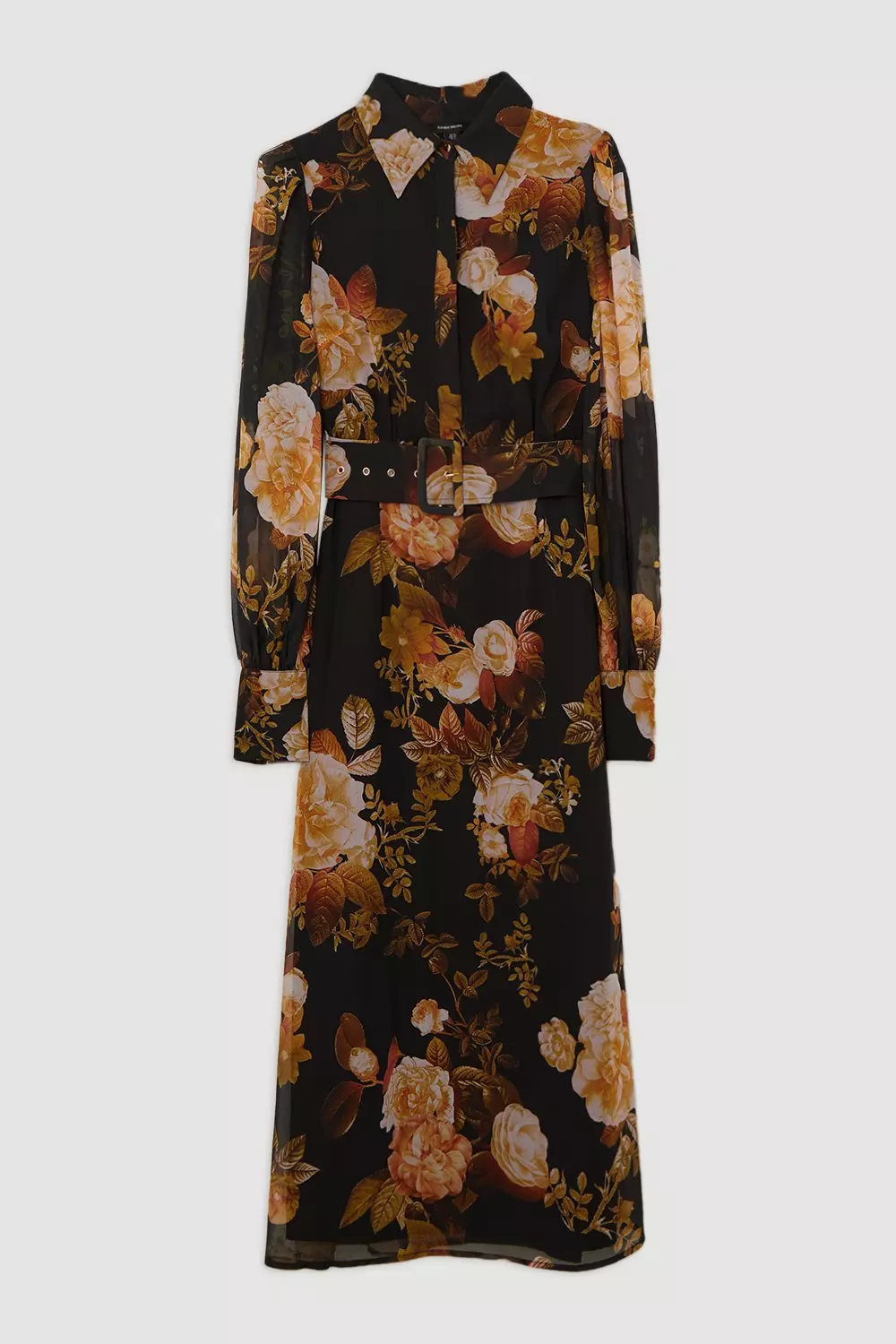 Petite Floral Georgette Maxi Shirt Dress | Karen Millen