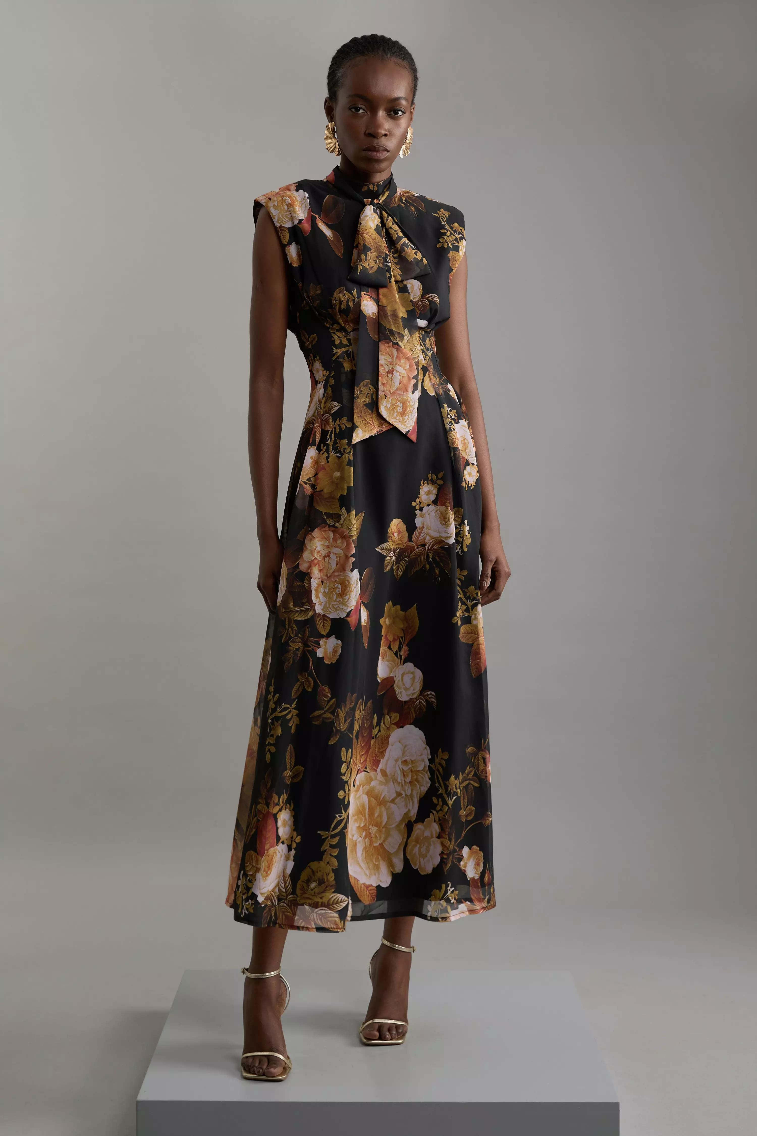 Floral Georgette Woven Tie Maxi Dress Karen Millen