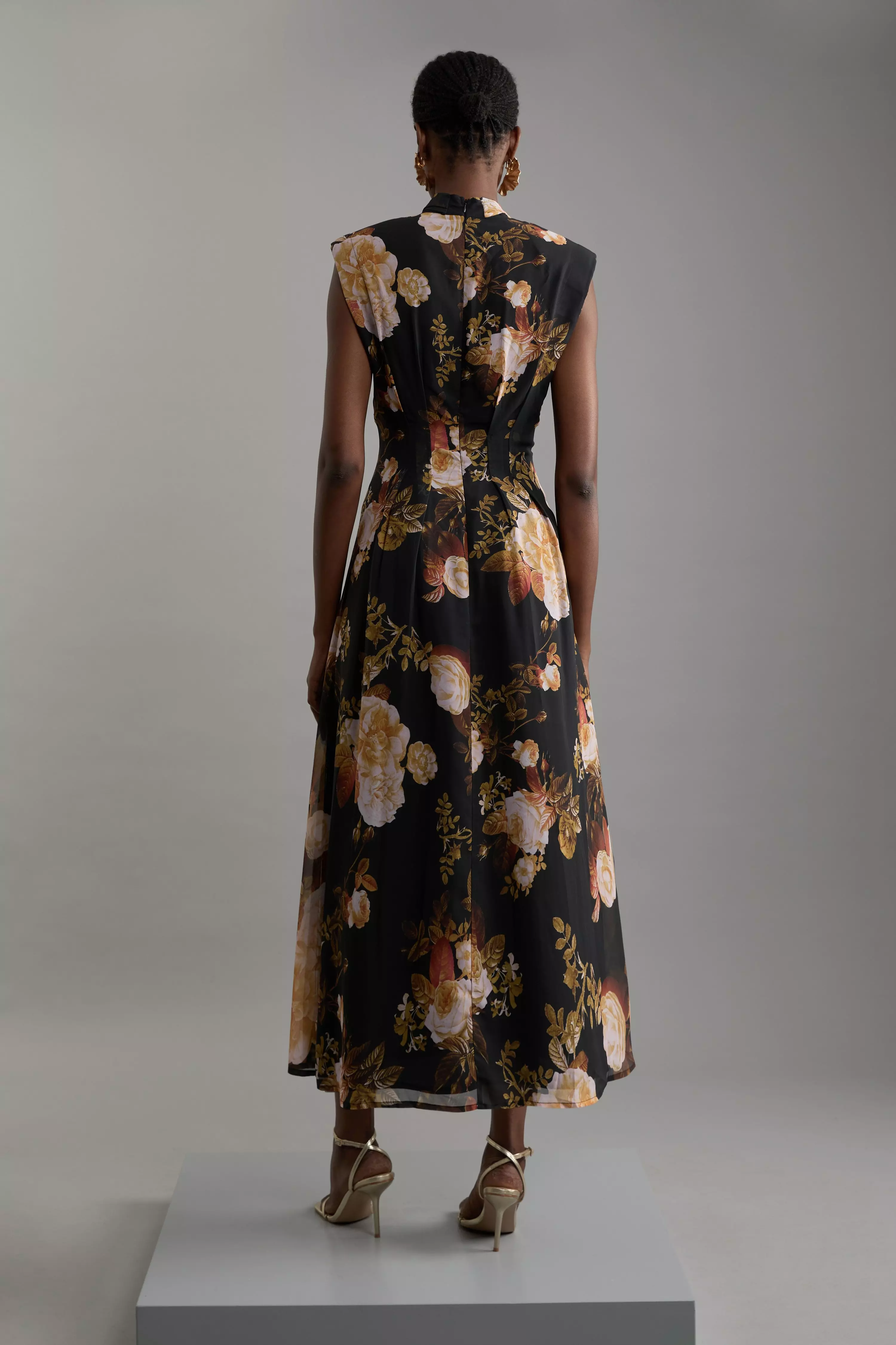 Floral Georgette Woven Tie Maxi Dress | Karen Millen