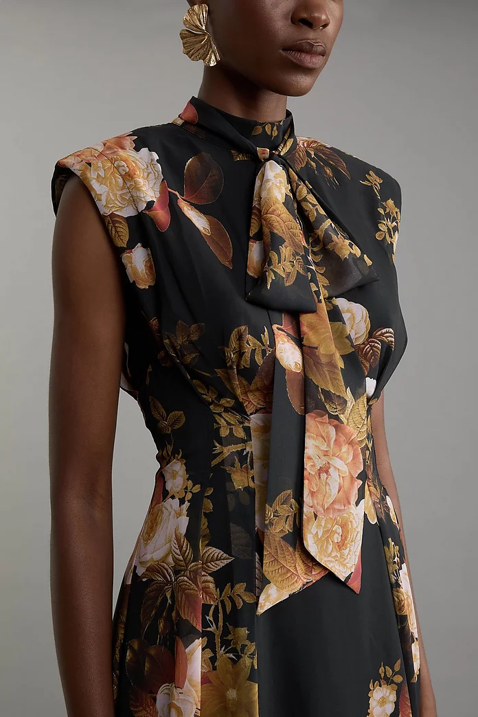 Tall Floral Georgette Woven Tie Maxi Dress | Karen Millen Tall Floral Georgette Woven Tie Maxi Dress | Karen Millen