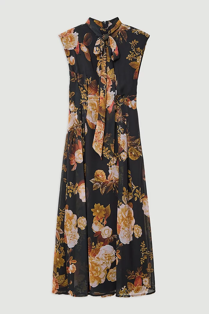 Tall Floral Georgette Woven Tie Maxi Dress | Karen Millen Tall Floral Georgette Woven Tie Maxi Dress | Karen Millen