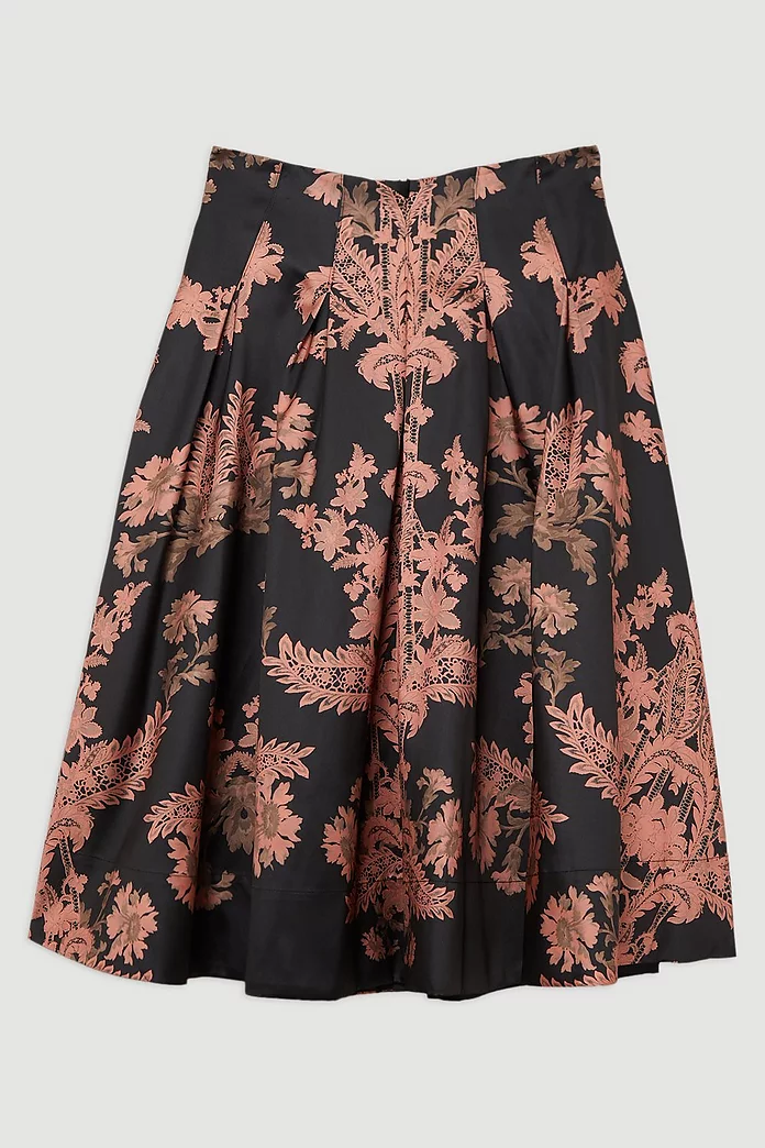 Plus Size Jacquard Woven Floral Maxi Skirt | Karen Millen Plus Size Jacquard Woven Floral Maxi Skirt | Karen Millen