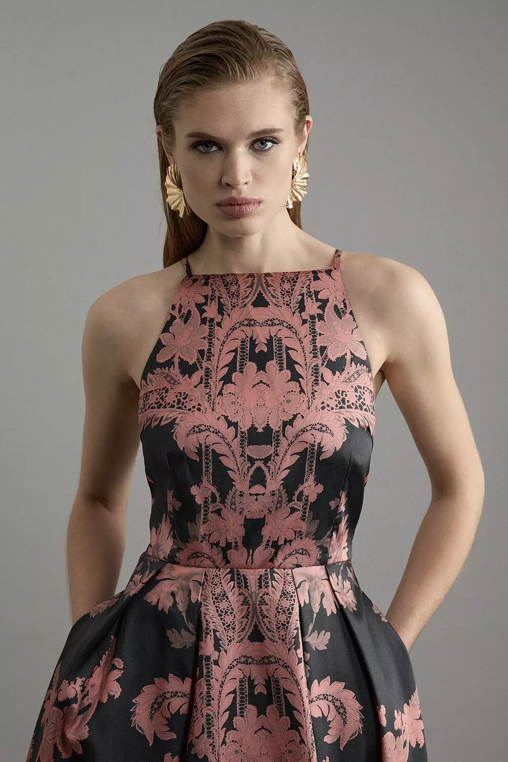 Jacquard Woven Floral Maxi Dress | Karen Millen