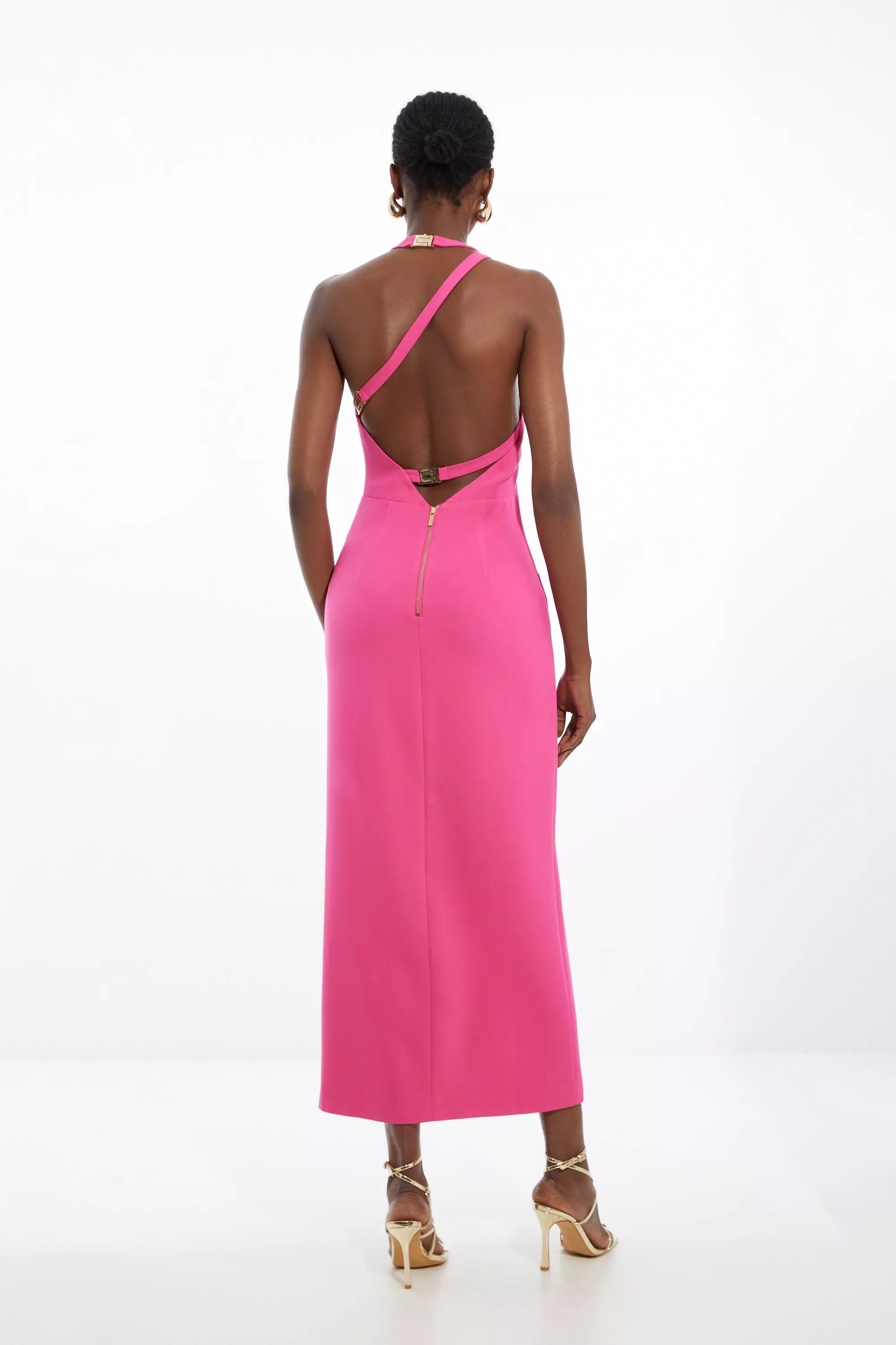 Petite Compact Stretch Viscose Embellished Asymmetric Strap