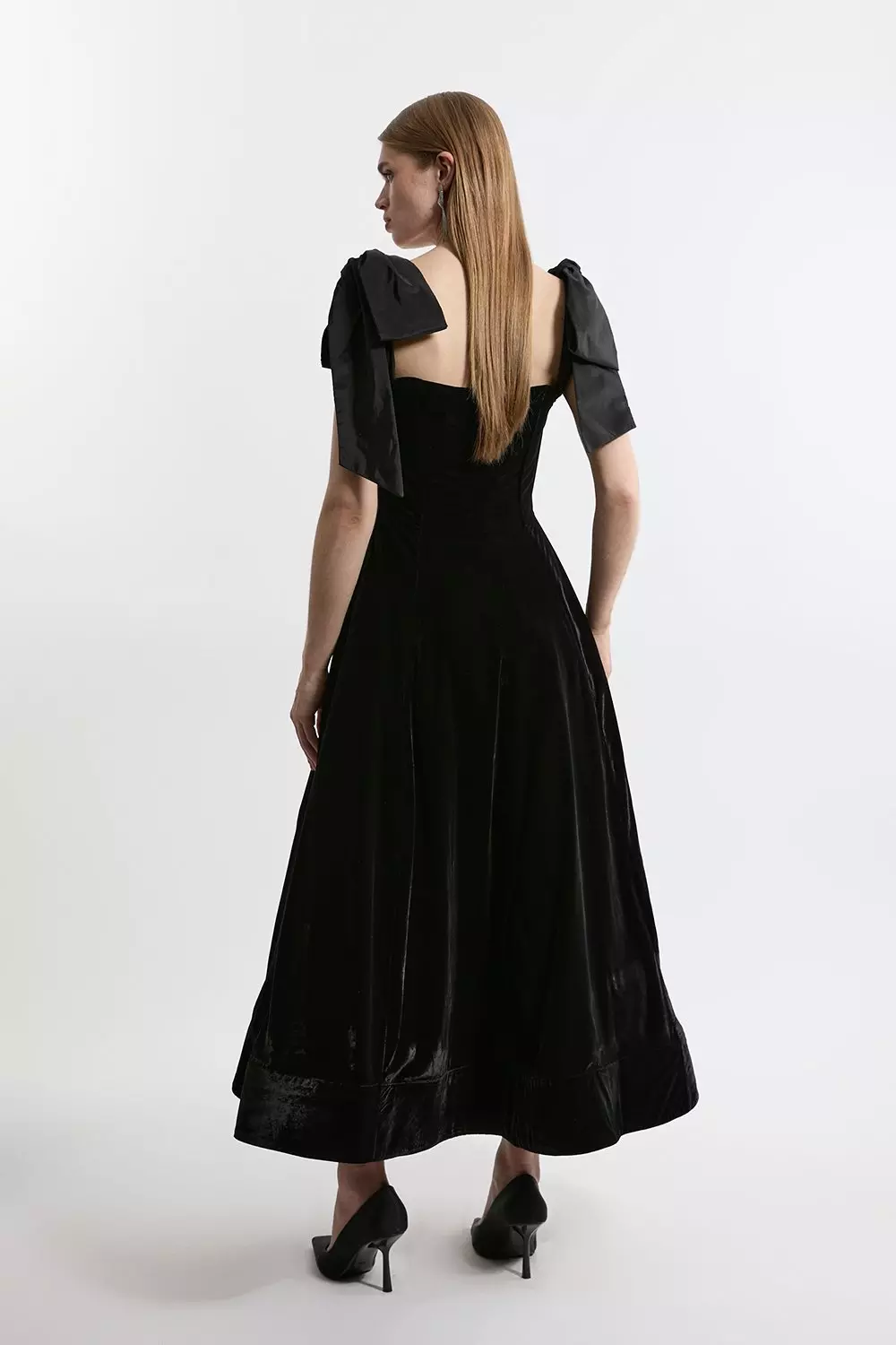 Lydia Millen Petite Velvet Bardot Woven Prom Midaxi Dress