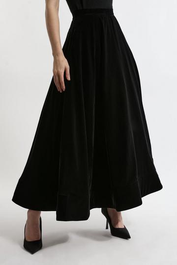 Lydia Millen Tall Velvet Woven Prom Maxi Skirt black