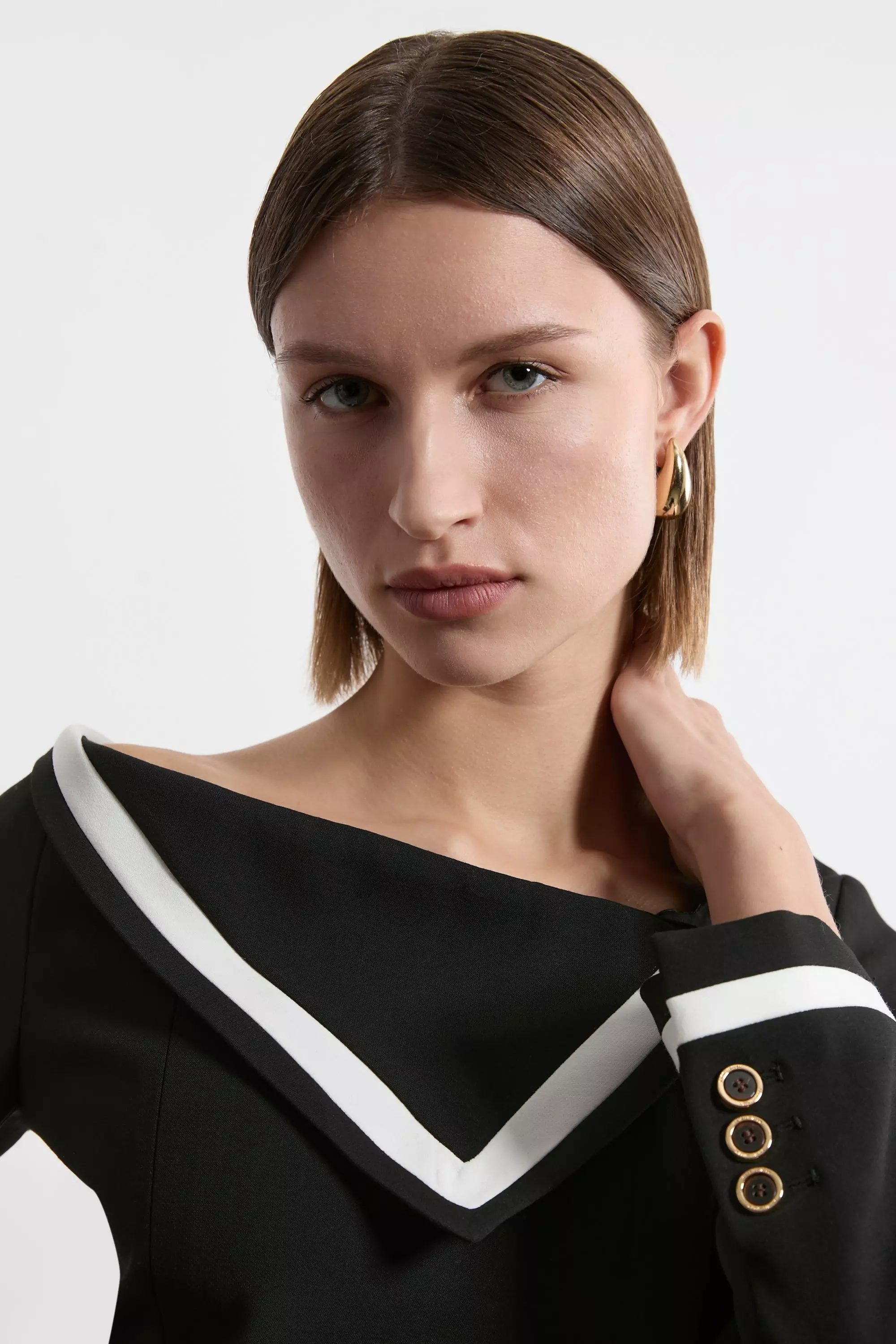 Black Petite Compact Stretch Contrast Tipped Asymmetric Jacket alternative image