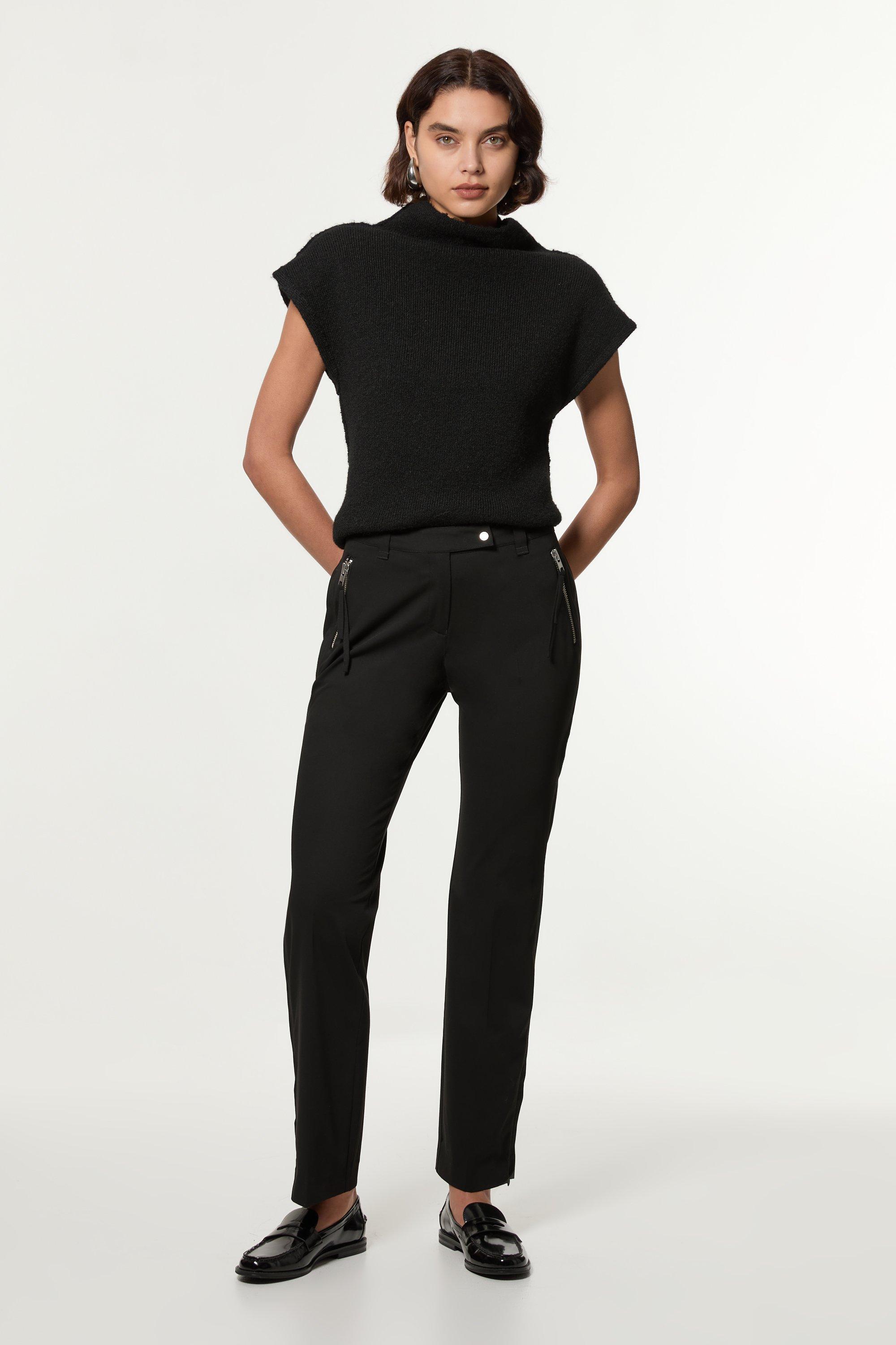 Black Tailored Viscose Zip Detail Trouser