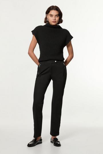 Tailored Viscose Zip Detail Pants black