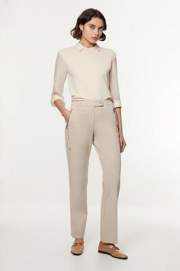 Tailored Viscose Zip Detail Trouser stone