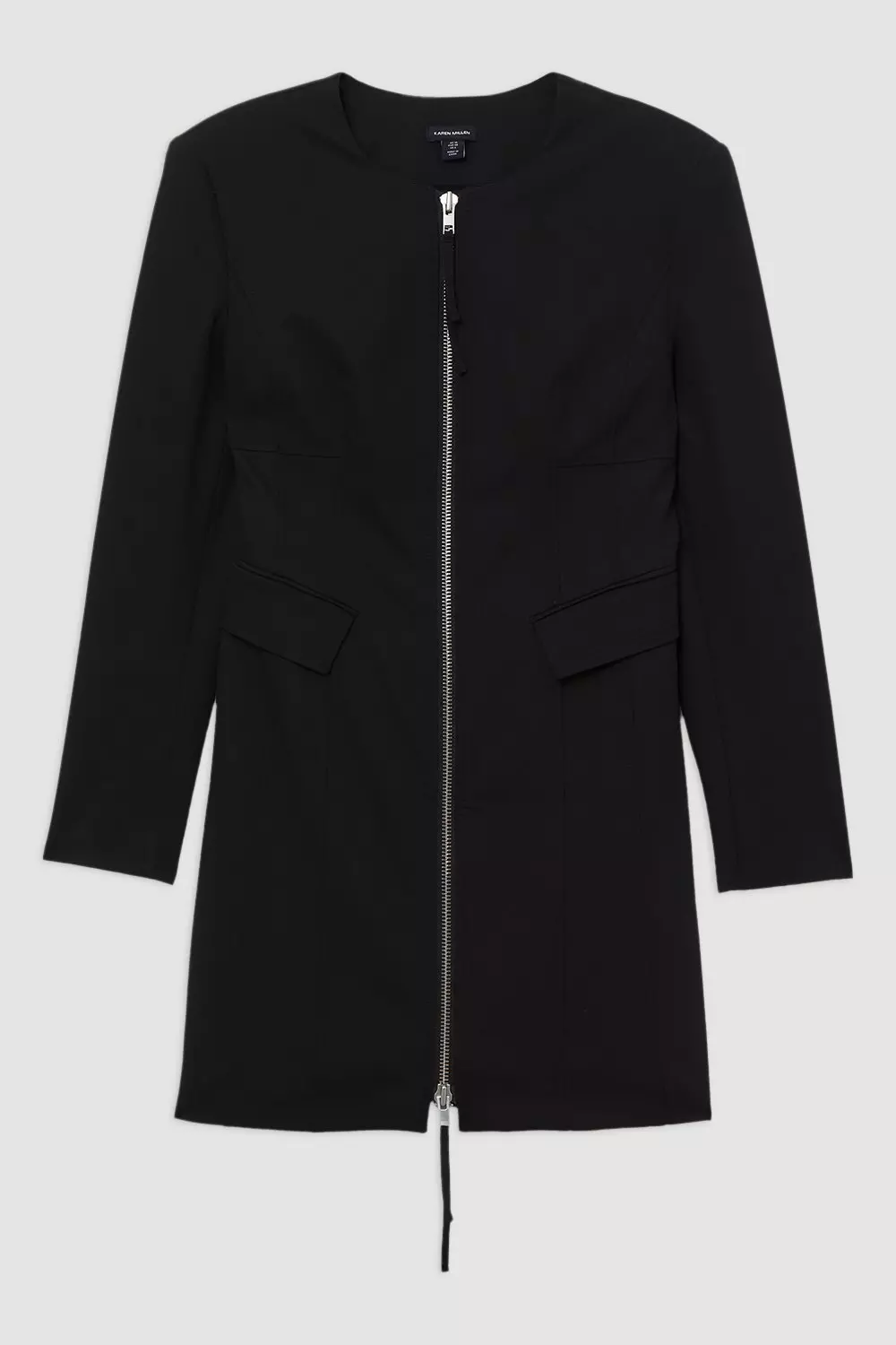 Black Tailored Viscose Zip Through Multi Stitch Mini Dress alternative image