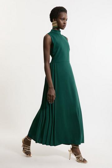 Soft Tailored Pleated Panel Midaxi Dress forest